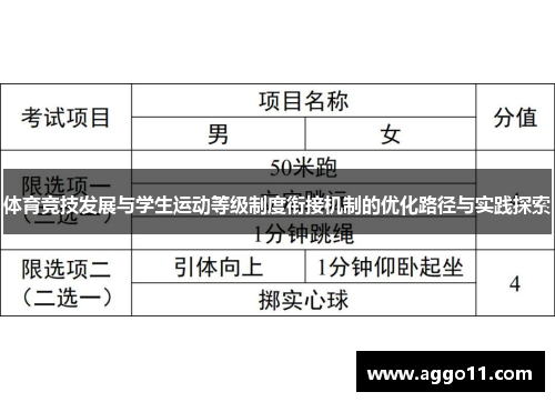 体育竞技发展与学生运动等级制度衔接机制的优化路径与实践探索